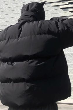 Y2K Grunge Devil Puffer Jacket - Retro 90S Fashion, Summer Outfits, And Club Party Style