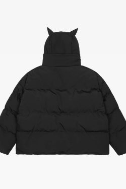 Y2K Grunge Devil Puffer Jacket - Retro 90S Fashion, Summer Outfits, And Club Party Style