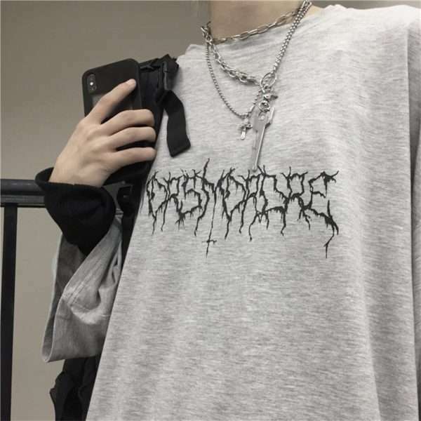 Y2K Grunge Devil Star Print Loose T-Shirt - Retro 90S Summer Outfit, Pastel Goth Style Y2K Grunge Devil Star Print Loose T-Shirt - Retro 90S Summer Outfit, Pastel Goth Style