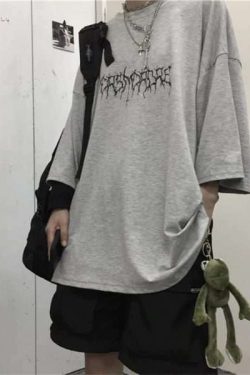 Y2K Grunge Devil Star Print Loose T-Shirt - Retro 90S Summer Outfit, Pastel Goth Style