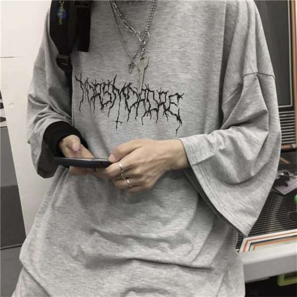 Y2K Grunge Devil Star Print Loose T-Shirt - Retro 90S Summer Outfit, Pastel Goth Style Y2K Grunge Devil Star Print Loose T-Shirt - Retro 90S Summer Outfit, Pastel Goth Style