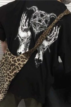 Y2K Grunge Devil Star Print Loose T-Shirt - Retro 90S Summer Outfit, Pastel Goth Style