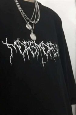 Y2K Grunge Devil Star Print Loose T-Shirt - Retro 90S Summer Outfit, Pastel Goth Style