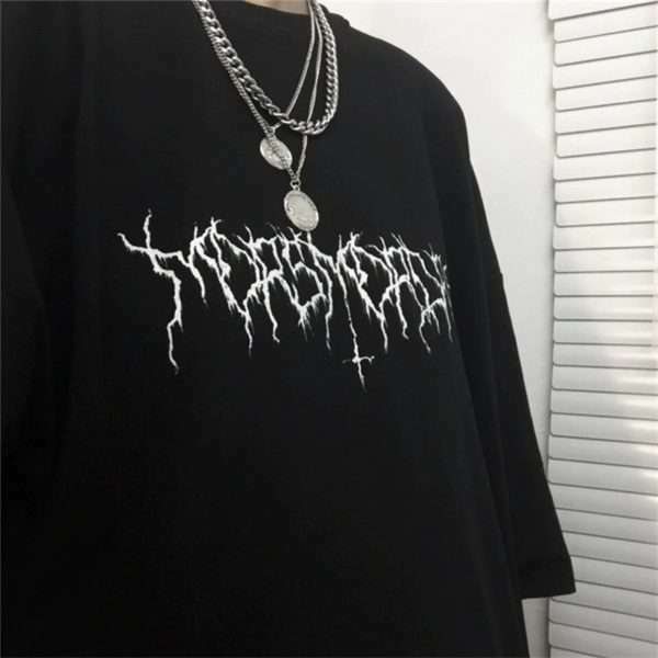 Y2K Grunge Devil Star Print Loose T-Shirt - Retro 90S Summer Outfit, Pastel Goth Style Y2K Grunge Devil Star Print Loose T-Shirt - Retro 90S Summer Outfit, Pastel Goth Style