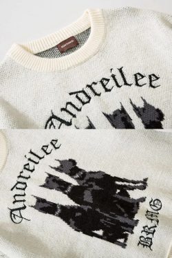 Y2K Grunge Doberman Print Sweater - Retro 90S Fashion, Y2K Outfits, And Pastel Goth Style