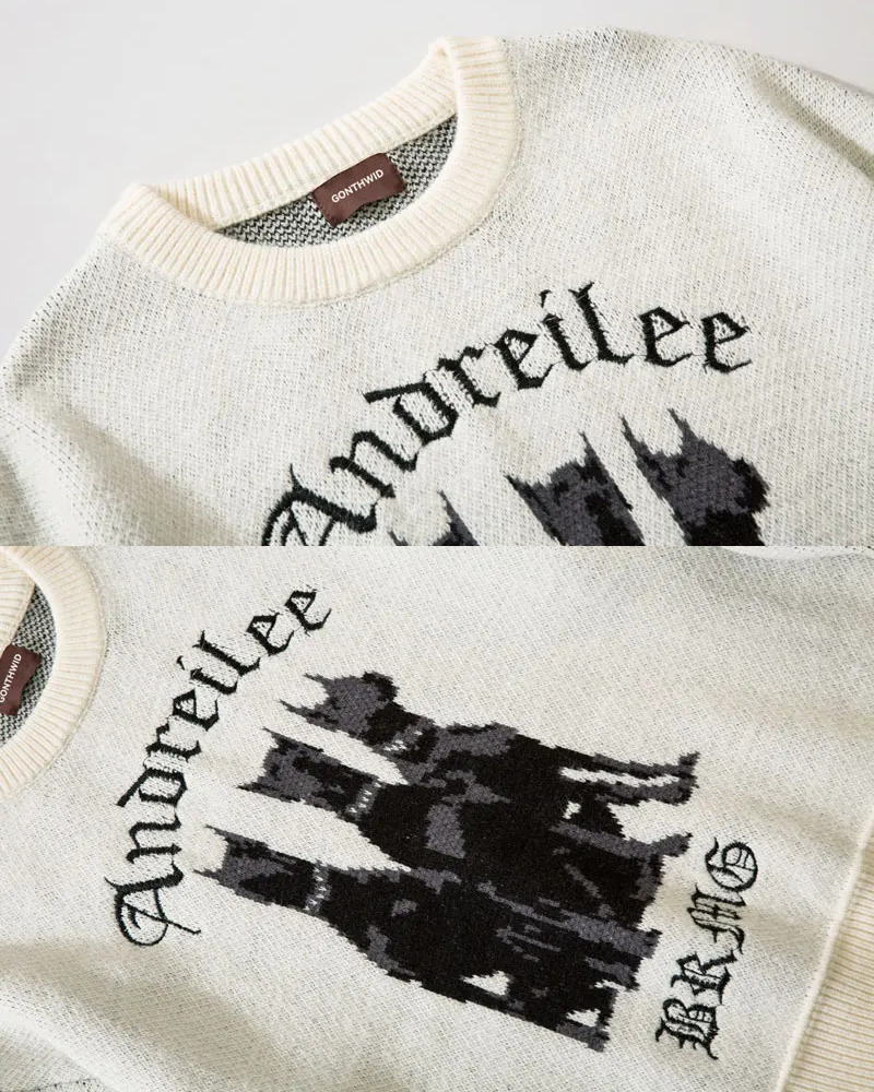 Y2K Grunge Doberman Print Sweater - Retro 90S Fashion, Y2K Outfits, And Pastel Goth Style Y2K Grunge Doberman Print Sweater - Retro 90S Fashion, Y2K Outfits, And Pastel Goth Style