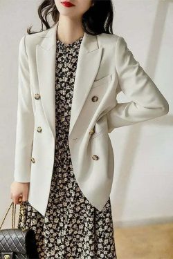 Y2K Grunge Double-Breasted Trench Coat - Retro 90S Fashion, Summer Office Lady French Jacket
