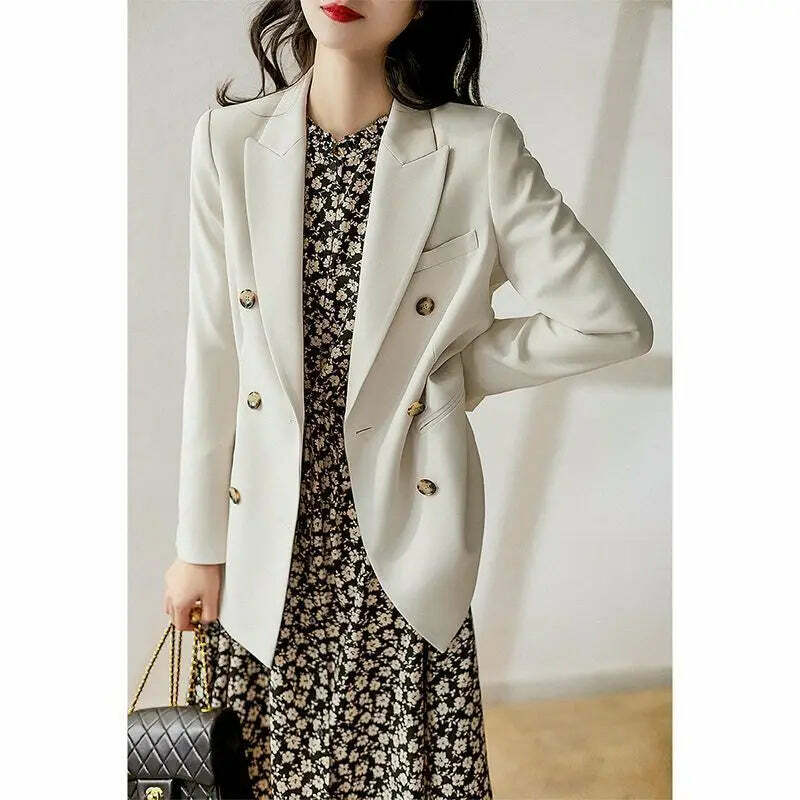 Y2K Grunge Double-Breasted Trench Coat - Retro 90S Fashion, Summer Office Lady French Jacket Y2K Grunge Double-Breasted Trench Coat - Retro 90S Fashion, Summer Office Lady French Jacket