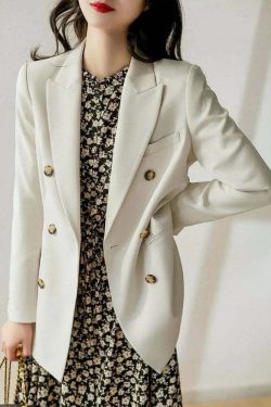 Y2K Grunge Double-Breasted Trench Coat - Retro 90S Fashion, Summer Office Lady French Jacket