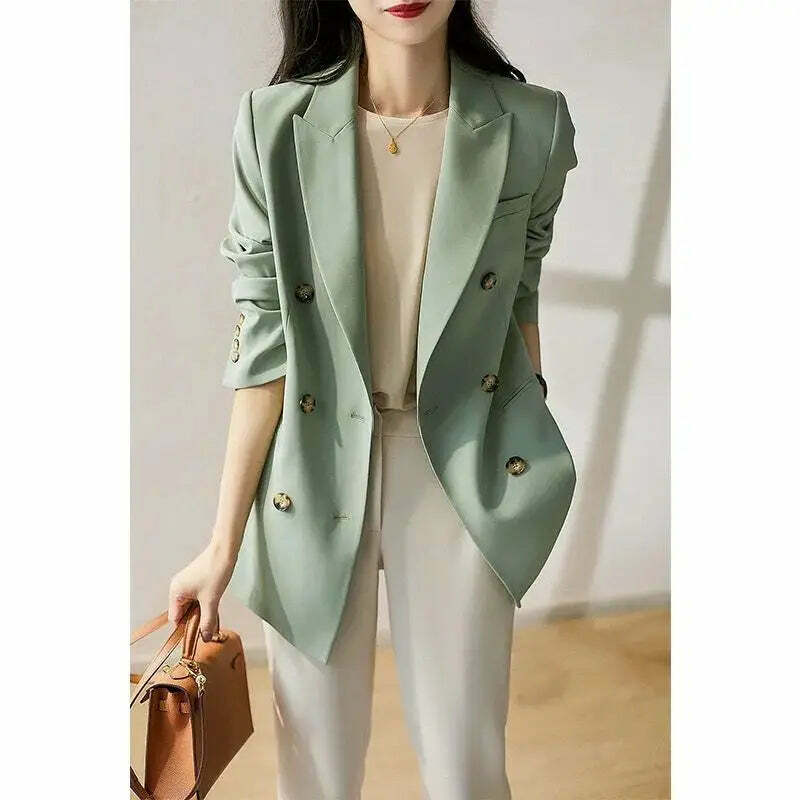 Y2K Grunge Double-Breasted Trench Coat - Retro 90S Fashion, Summer Office Lady French Jacket Y2K Grunge Double-Breasted Trench Coat - Retro 90S Fashion, Summer Office Lady French Jacket