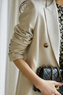 Y2K Grunge Double-Breasted Trench Coat - Retro 90S Fashion, Summer Office Lady French Jacket