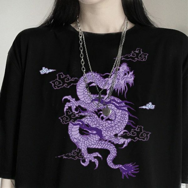 Y2K Grunge Dragon Aesthetic T-Shirt - 90S Retro Summer Outfit, Y2K Fashion Top