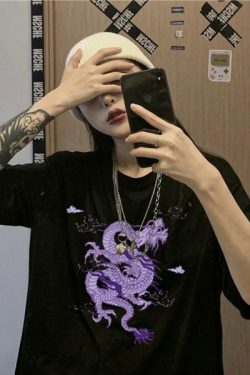 Y2K Grunge Dragon Aesthetic T-Shirt - 90S Retro Summer Outfit, Y2K Fashion Top