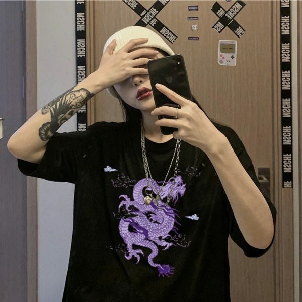 Y2K Grunge Dragon Aesthetic T-Shirt - 90S Retro Summer Outfit, Y2K Fashion Top