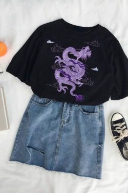 Y2K Grunge Dragon Aesthetic T-Shirt - 90S Retro Summer Outfit, Y2K Fashion Top