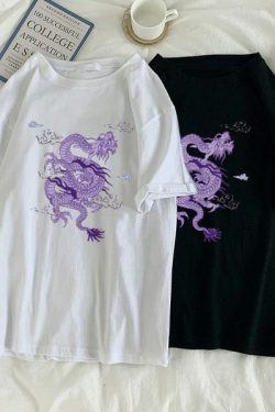 Y2K Grunge Dragon Aesthetic T-Shirt - 90S Retro Summer Outfit, Y2K Fashion Top
