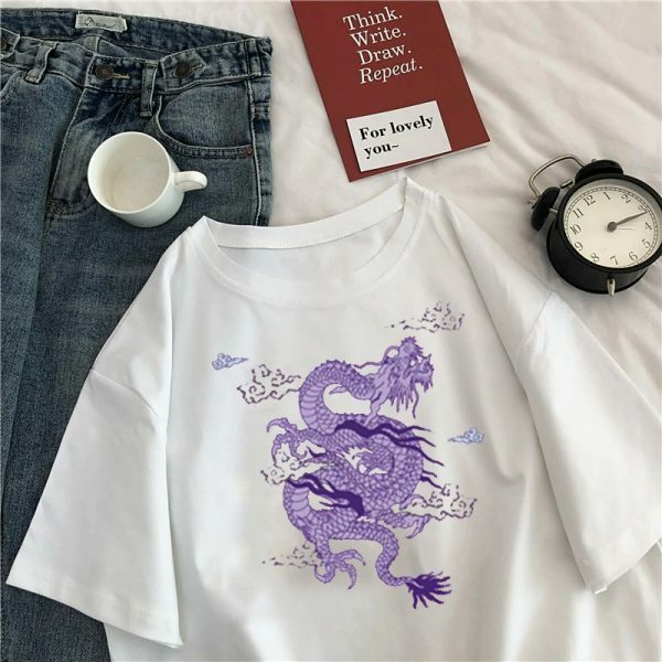 Y2K Grunge Dragon Aesthetic T-Shirt - 90S Retro Summer Outfit, Y2K Fashion Top