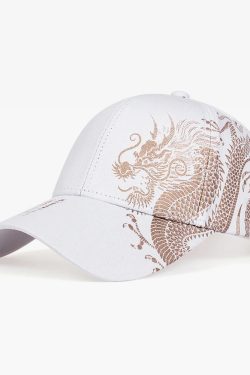 Y2K Grunge Dragon Baseball Cap - Retro 90S Fashion, Summer Y2K Outfits, Pastel Goth Style