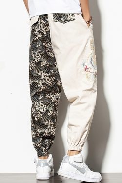 Y2K Grunge Dragon Embroidered Pants - 90S Retro Summer Outfit, Gothic Y2K Fashion