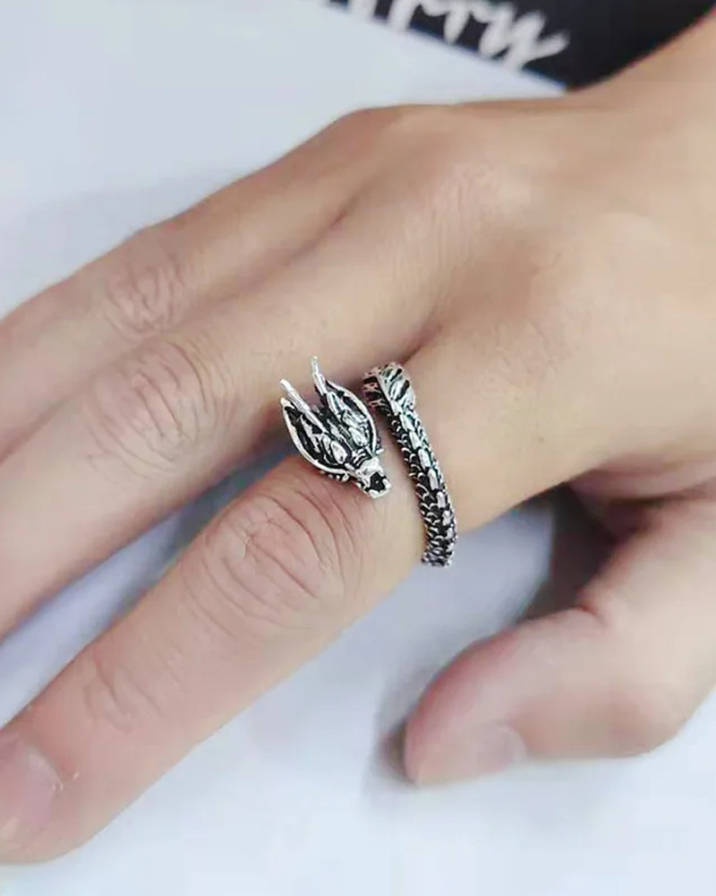 Y2K Grunge Dragon Ring - Retro 90S Fashion, Gothic Y2K, Pastel Goth, Y2K Popstar Style