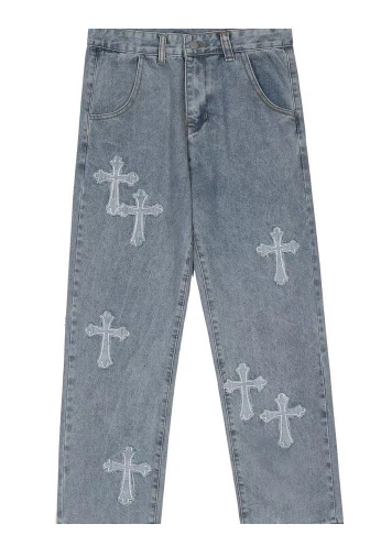 Y2K Grunge Embroidered Cross Parker Loose Pants - Retro 90S Fashion, Summer Y2K Outfits