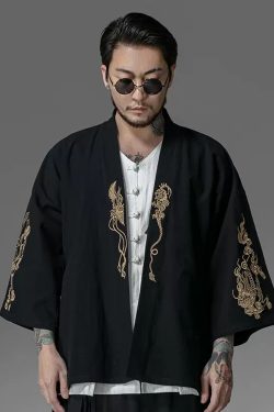 Y2K Grunge Embroidered Kimono Cardigan - Retro 90S Summer Outfit, Pastel Goth Style