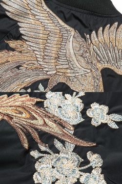 Y2K Grunge Embroidered Phoenix Bomber Jacket - Retro 90S Fashion, Summer & Party Outfits