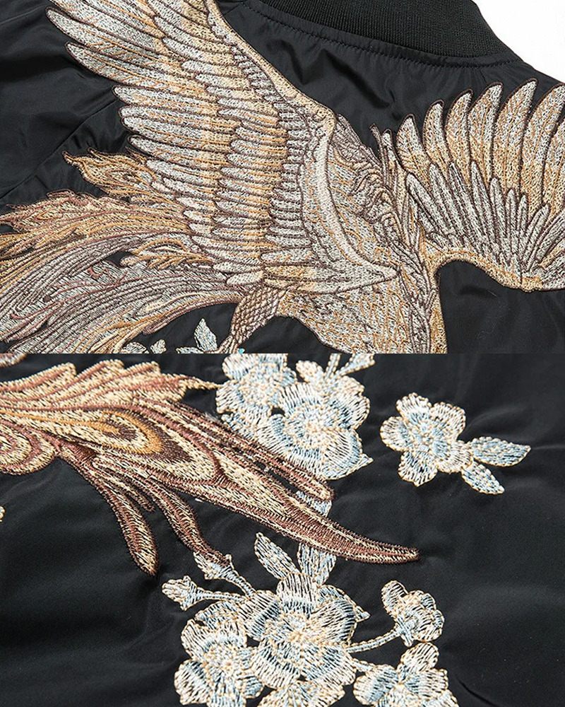 Y2K Grunge Embroidered Phoenix Bomber Jacket - Retro 90S Fashion, Summer & Party Outfits Y2K Grunge Embroidered Phoenix Bomber Jacket - Retro 90S Fashion, Summer & Party Outfits