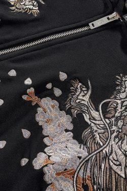 Y2K Grunge Embroidered Zip Up Jacket - 90S Fashion, Retro Style, Summer Y2K Outfits