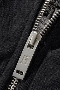 Y2K Grunge Embroidered Zip Up Jacket - 90S Fashion, Retro Style, Summer Y2K Outfits