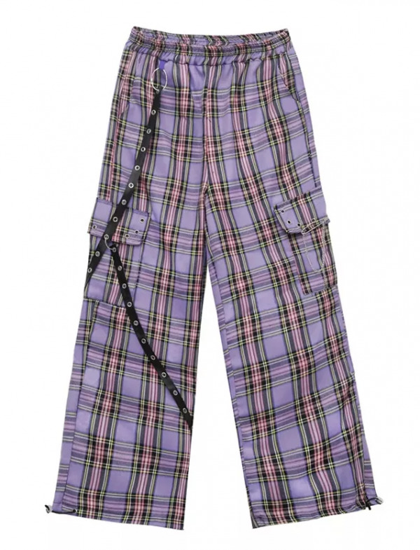 Y2K Grunge Emery Plaid Cargo Pants - 90S Retro Style, Summer Y2K Outfits, Gothic Y2K Fashion