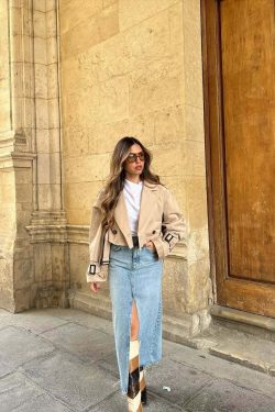 Y2K Grunge Estelle Cropped Trench Coat - Retro 90S Fashion, Summer & Party Outfits