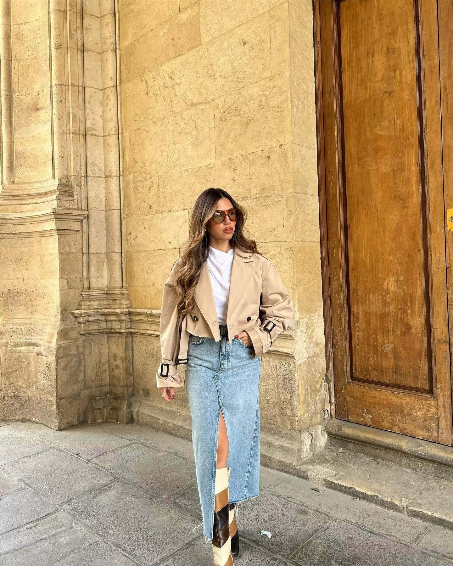 Y2K Grunge Estelle Cropped Trench Coat - Retro 90S Fashion, Summer & Party Outfits Y2K Grunge Estelle Cropped Trench Coat - Retro 90S Fashion, Summer & Party Outfits