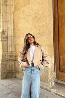 Y2K Grunge Estelle Cropped Trench Coat - Retro 90S Fashion, Summer & Party Outfits