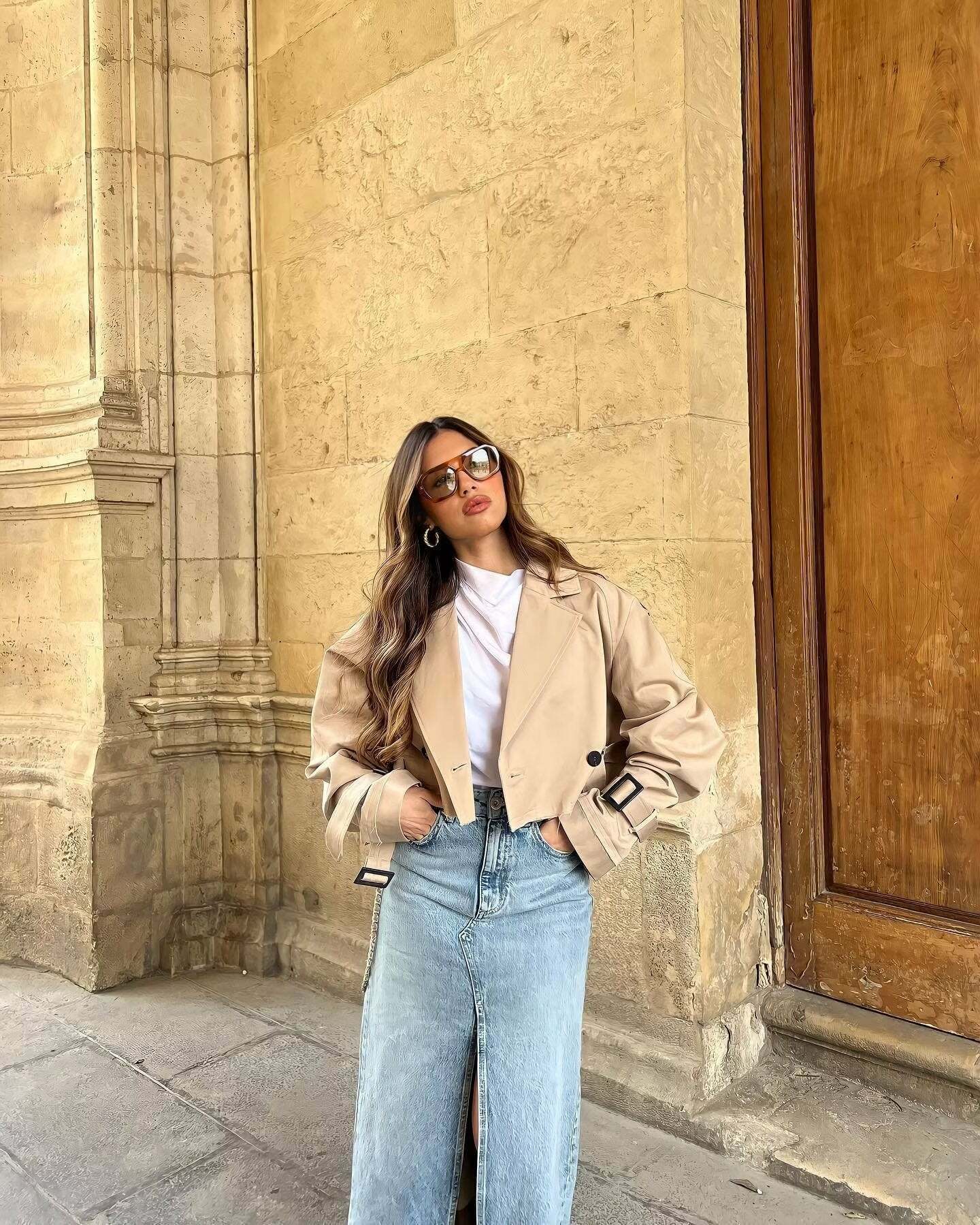 Y2K Grunge Estelle Cropped Trench Coat - Retro 90S Fashion, Summer & Party Outfits Y2K Grunge Estelle Cropped Trench Coat - Retro 90S Fashion, Summer & Party Outfits