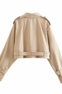 Y2K Grunge Estelle Cropped Trench Coat - Retro 90S Fashion, Summer & Party Outfits