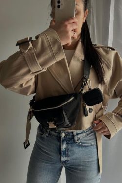 Y2K Grunge Estelle Cropped Trench Coat - Retro 90S Fashion, Summer & Party Outfits