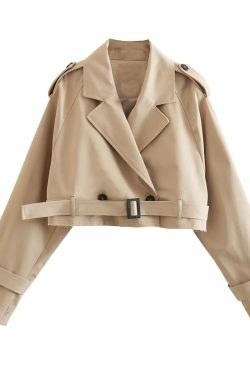 Y2K Grunge Estelle Cropped Trench Coat - Retro 90S Fashion, Summer & Party Outfits