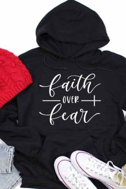 Y2K Grunge Faith Over Fear Hoodie - Retro 90S Fashion, Summer Outfits, And Pastel Goth Style