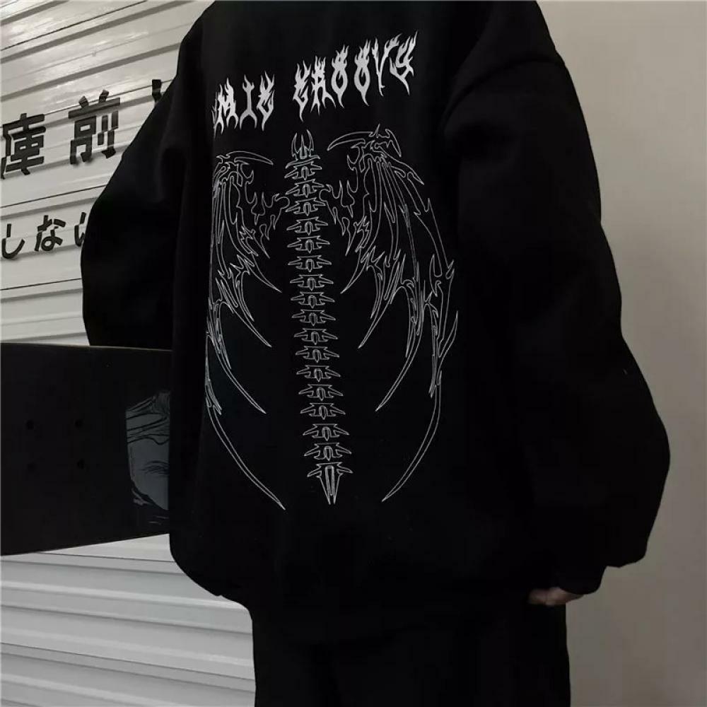 Y2K Grunge Fallen Angel Skeleton Wings Hoodie - 90S Retro Goth Fashion For Women Y2K Grunge Fallen Angel Skeleton Wings Hoodie - 90S Retro Goth Fashion For Women