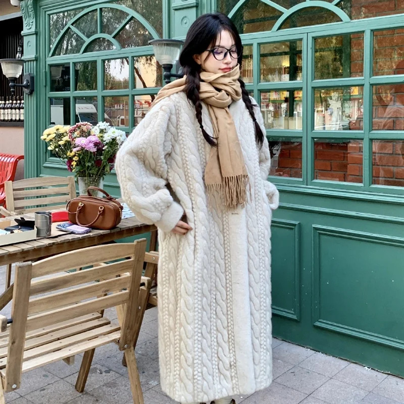 Y2K Grunge Faux Fur Coat - Warm V-Neck Rabbit Plush, Retro 90S Style, Elegant Winter Outerwear Y2K Grunge Faux Fur Coat - Warm V-Neck Rabbit Plush, Retro 90S Style, Elegant Winter Outerwear