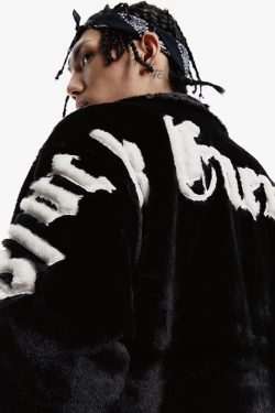 Y2K Grunge Faux Fur Jacket - 90S Retro Style, Perfect For Y2K Summer Outfits And Party Looks