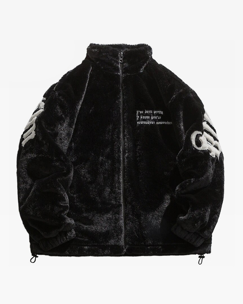 Y2K Grunge Faux Fur Jacket - 90S Retro Style, Perfect For Y2K Summer Outfits And Party Looks