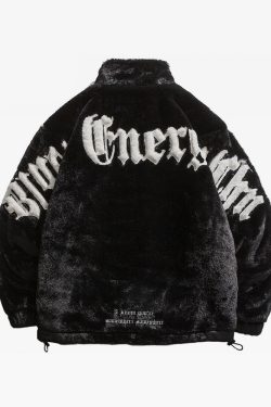 Y2K Grunge Faux Fur Jacket - 90S Retro Style, Perfect For Y2K Summer Outfits And Party Looks