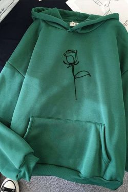 Y2K Grunge Flower Hoodie - Retro 90S Streetwear, Summer Outfits, Y2K Fashion For Women