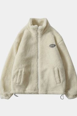Y2K Grunge Fluffy Fleece Jacket - Retro 90S Fashion, Summer Outfits, And Pastel Goth Style