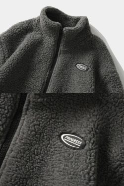 Y2K Grunge Fluffy Fleece Jacket - Retro 90S Fashion, Summer Outfits, And Pastel Goth Style