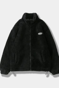 Y2K Grunge Fluffy Fleece Jacket - Retro 90S Fashion, Summer Outfits, And Pastel Goth Style