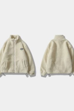 Y2K Grunge Fluffy Fleece Jacket - Retro 90S Fashion, Summer Outfits, And Pastel Goth Style