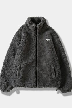 Y2K Grunge Fluffy Fleece Jacket - Retro 90S Fashion, Summer Outfits, And Pastel Goth Style